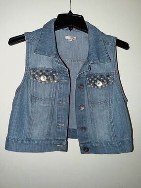 BONGO Light Blue Studded Denim Vest